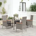 Scaune de grădină cu perne, 4 buc., gri, poliratan GartenMobel Dekor