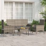 Set mobilier de grădină cu perne, 4 piese, gri, poliratan GartenMobel Dekor