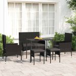Set mobilier de grădină cu perne, 6 piese, negru, poliratan GartenMobel Dekor