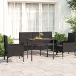 Set mobilier relaxare grădină 4 piese cu perne poliratan negru GartenMobel Dekor