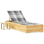 Șezlong de grădină cu masă și pernă, lemn de pin tratat GartenMobel Dekor