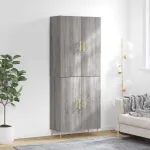 Dulap înalt, gri sonoma, 69,5x34x180 cm, lemn compozit GartenMobel Dekor