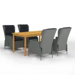 Set de masă pentru grădină, 5 piese, gri deschis GartenMobel Dekor