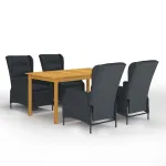 Set mobilier de grădină, 5 piese, gri închis GartenMobel Dekor