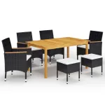 Set mobilier de grădină, 7 piese, negru GartenMobel Dekor