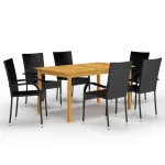 Set mobilier pentru grădină, 7 piese, negru GartenMobel Dekor