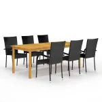 Set mobilier de grădină, 7 piese, negru GartenMobel Dekor
