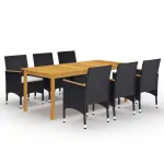 Set mobilier de grădină, 7 piese, negru GartenMobel Dekor