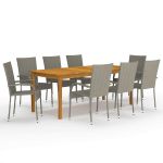 Set mobilier de grădină, 9 piese, gri GartenMobel Dekor