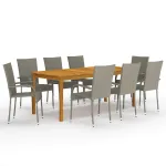 Set mobilier de grădină, 9 piese, gri GartenMobel Dekor