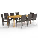 Set mobilier de grădină, 9 piese, maro GartenMobel Dekor