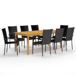 Set mobilier de grădină, 9 piese, negru GartenMobel Dekor