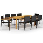 Set mobilier de grădină, 9 piese, negru GartenMobel Dekor