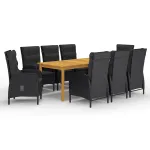 Set mobilier de grădină, 9 piese, negru GartenMobel Dekor