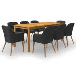 Set mobilier de grădină, 9 piese, negru GartenMobel Dekor