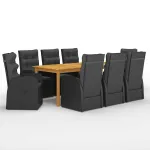 Set mobilier de grădină, 9 piese, negru GartenMobel Dekor