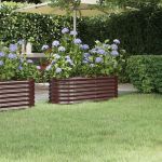 Strat înălțat grădină 114x40x36 cm oțel galvanizat GartenMobel Dekor