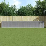 Coteț pui cu acoperiș gri deschis 603x98x90 cm oțel galvanizat GartenMobel Dekor