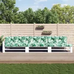 Perne de paleți, 7 buc., model cu frunze, material textil GartenMobel Dekor