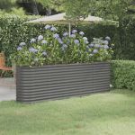 Strat înălțat grădină gri 224x40x68cm oțel galvanizat GartenMobel Dekor