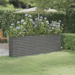 Strat înălțat grădină gri 224x40x68cm oțel galvanizat GartenMobel Dekor