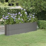 Strat înălțat grădină gri 260x40x68cm oțel galvanizat GartenMobel Dekor