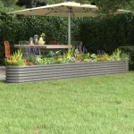 Strat înălțat grădină gri 332x40x36cm oțel galvanizat GartenMobel Dekor
