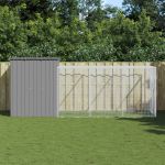 Coteț pui cu incintă gri deschis 165x455x181 cm oțel galvanizat GartenMobel Dekor