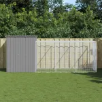 Coteț pui cu incintă gri deschis 165x455x181 cm oțel galvanizat GartenMobel Dekor