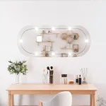Oglindă de perete cu lumini LED 25x60 cm oval sticlă GartenMobel Dekor