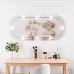 Oglindă de perete cu lumini LED 45x100 cm oval sticlă GartenMobel Dekor