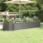 Strat înălțat grădină gri 224x80x36cm oțel galvanizat GartenMobel Dekor