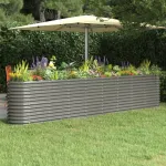 Strat înălțat grădină gri 332x40x68cm oțel galvanizat GartenMobel Dekor