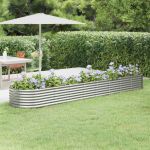 Strat înălțat grădină 368x80x36 cm oțel galvanizat GartenMobel Dekor