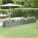 Strat înălțat grădină gri 368x80x36cm oțel galvanizat GartenMobel Dekor