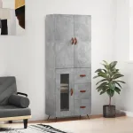 Dulap înalt, gri beton, 69,5x34x180, lemn compozit GartenMobel Dekor