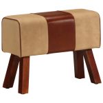 Bancă Bok gimnastică maro 58cm piele naturală/lemn masiv mango GartenMobel Dekor