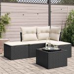 Set mobilier de grădină cu perne, 5 piese, negru, poliratan GartenMobel Dekor