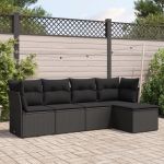 Set mobilier de grădină cu perne, 5 piese, negru, poliratan GartenMobel Dekor