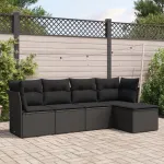 Set mobilier de grădină cu perne, 5 piese, negru, poliratan GartenMobel Dekor