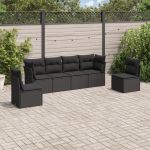 Set mobilier de grădină cu perne, 6 piese, negru, poliratan GartenMobel Dekor