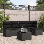 Set mobilier de grădină cu perne, 6 piese, negru, poliratan GartenMobel Dekor