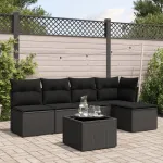Set mobilier de grădină cu perne, 6 piese, negru, poliratan GartenMobel Dekor
