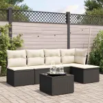 Set mobilier de grădină cu perne, 6 piese, negru, poliratan GartenMobel Dekor