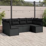 Set mobilier de grădină cu perne, 6 piese, negru, poliratan GartenMobel Dekor