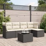 Set mobilier de grădină cu perne, 6 piese, negru, poliratan GartenMobel Dekor