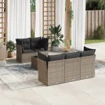 Set mobilier grădină cu perne, 6 piese, gri, poliratan GartenMobel Dekor