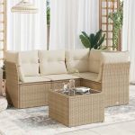 Set canapele de grădină cu perne, 5 piese, bej, poliratan GartenMobel Dekor