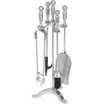 Set unelte pentru șemineu Homefire FT53S, 4 piese, nichelat, 53 cm