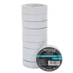 Set 10 benzi izolatoare Detoolz albe 19 mm x 20 m, pentru izolații și marcaj